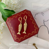 3D Movable Fish Earrings, Gold Plated Fish Dangle Earrings, Articulated Fish Jewelry, Unique Fish Pisces Earrings, Sea Lover Gift for her